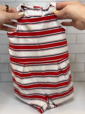 Janie and Jack Red, White & Navy Striped Sleeveless Romper